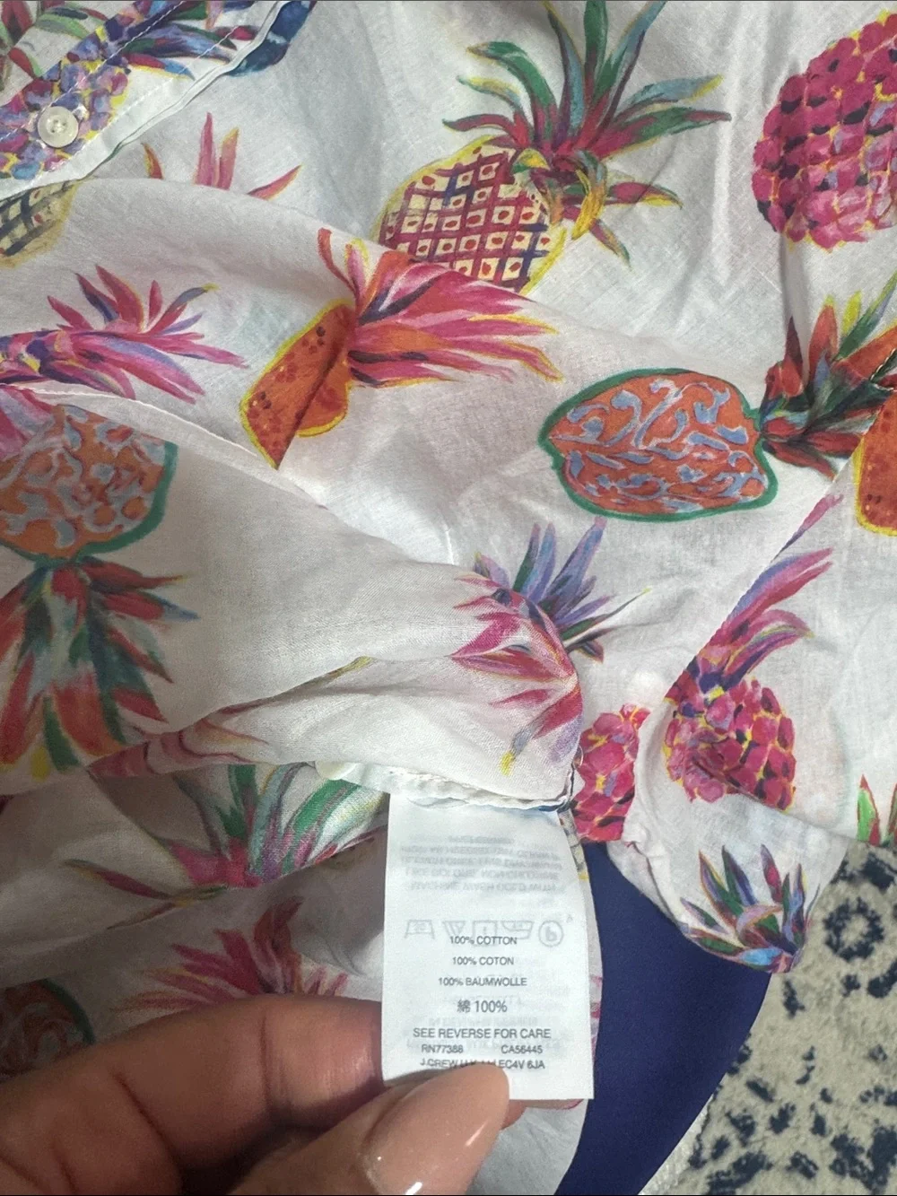 J. Crew White Button-Front Shirt with Multicolor Pineapple Print 14